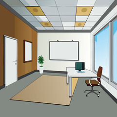 modern office interior with blank white wall vector image on white background