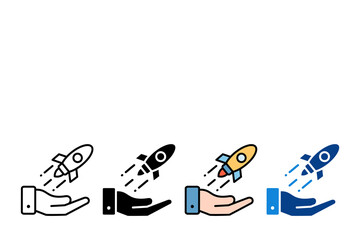 Hand Rocket Icon Set Multiple Style Collection