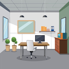modern office interior with blank white wall vector image on white background