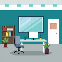 modern office interior with blank white wall vector image on white background