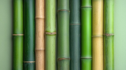 Obraz premium Green bamboo stalks, various shades.