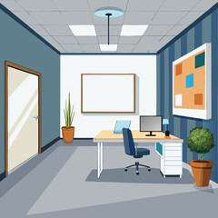 modern office interior with blank white wall vector image on white background