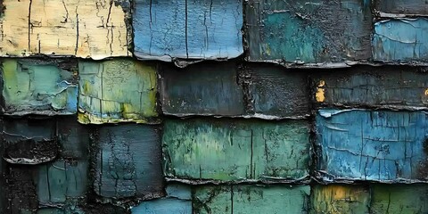 Abstract textured blue green palette
