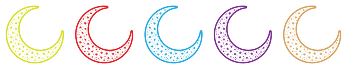 Islamic crescent moons with star pattern on transparent background © ShafiqGFX