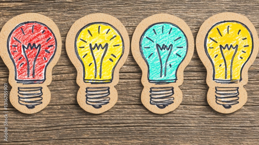 Poster a row of bright lightbulbs arranged neatly on a rustic wooden background creating a warm and invitin