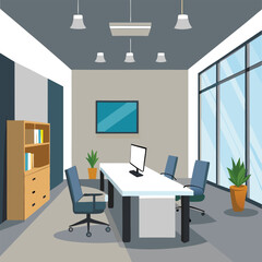 modern office interior with blank white wall vector image on white background