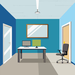 modern office interior with blank white wall vector image on white background