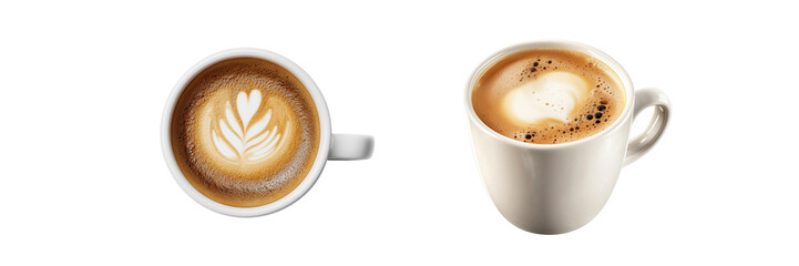 Coffee art on a transparent background latte designs minimalist style