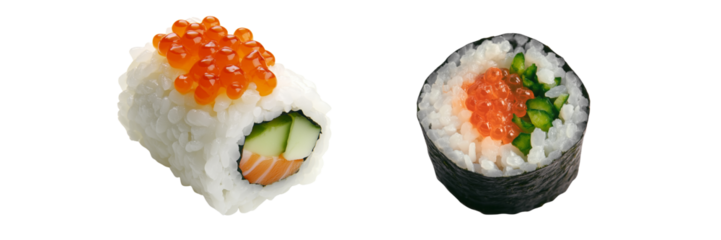 Sushi rolls on a transparent background delicious food photography culinary art