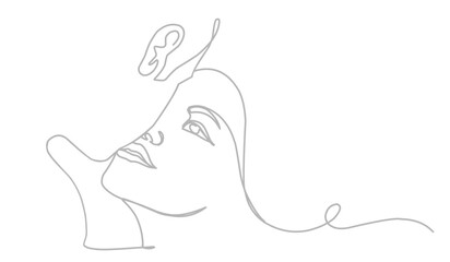 Couple Creative Contemporary Abstract Line Drawing. Beauty Fashion Peoples. Vector Minimalist Design for Wall Art, Print, Card, Poster.