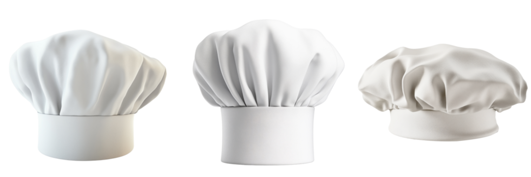 Chef hats on a transparent background culinary art studio setting close-up