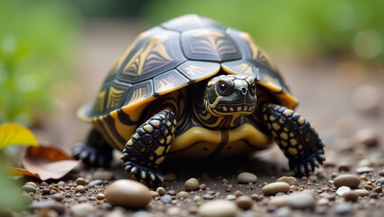 Turtle's Determined Steps: A Close-Up on the Path
