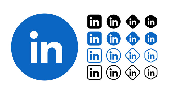 linkedin logo icons set. linkedin logo transparent png. linkedin icon vector.