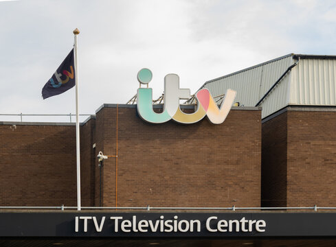 Entrance to ITV Television Studios in Leeds, Yorkshire, UK