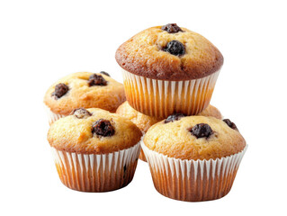 A stack of delicious muffins isolated on a white background