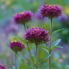 Fototapeta premium Purple Thistle Flower Bloom in the Meadow