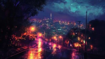 Fototapeta premium night, lights, glow, city