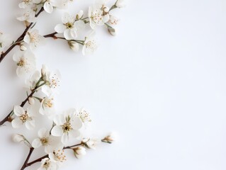A branch of peach blossoms on a white background
