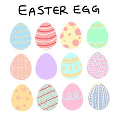 부활절 이스터에그 패턴 일러스트 아이콘 세트(happy easter day easter egg pattern icon set)