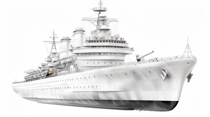 Naklejka premium Majestic Warship at Sea - A detailed illustration of a large, powerful warship, showcasing its imposing size and intricate details. Perfect for maritime history or military publications