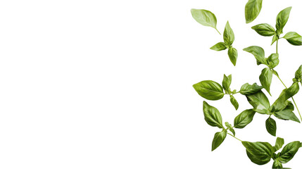 Obraz premium A still life of basil leaves isolated on a white background