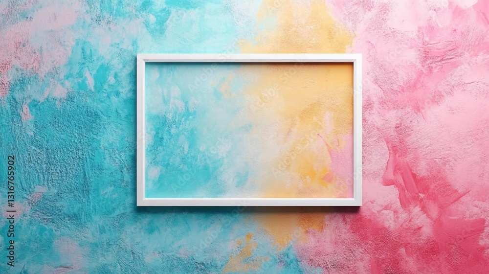 Poster the vibrant blend of turquoise and soft pink creates a stunning backdrop, accentuating an empty whit