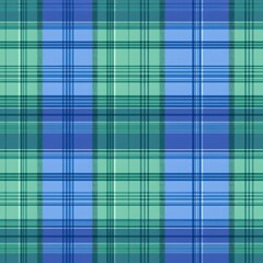 Fototapeta premium Colorful Plaid Pattern in Green and Blue Tones for Fabric Design