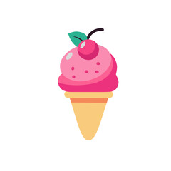 vector ice cream,ice cream illustration with cherries on top, cartoon ice cream 