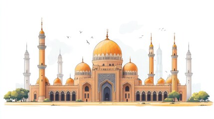 Fototapeta premium Stunning Golden Mosque Highlighting Islamic Heritage and Art