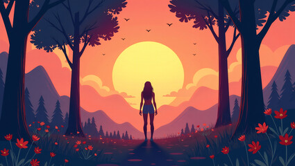 Sobriety Milestone Illustration, Positive and Uplifting (16:9)