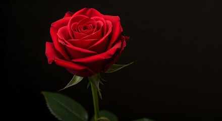 Red Rose in a Vase with Dark Background