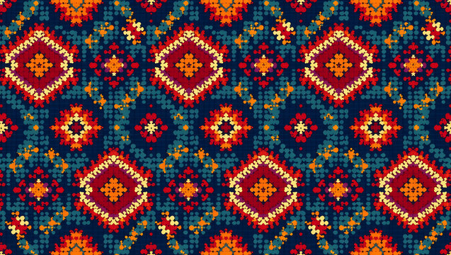 Quechua Textile Design Vector, Seamless Pattern (SVG)