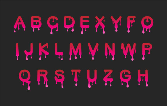 Doodle dripped font collection. Vector english alphabet set. Melted letter effect.