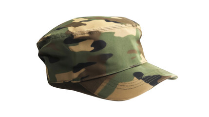Fototapeta premium Tan camouflage military cap, isolated on a white background.
