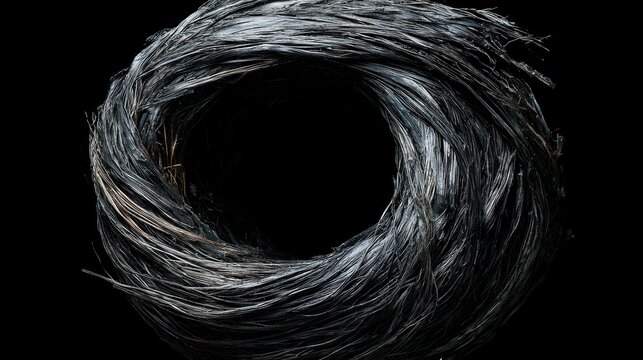 Abstract Dark Circular Fiber Art
