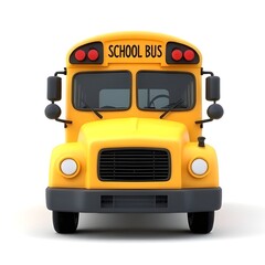 Fototapeta premium Front View of Yellow School Bus with Clear Details
