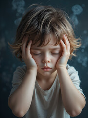 Fototapeta premium A young child dissociating during moments of intense stress, retreating into a safe mental space to escape reality