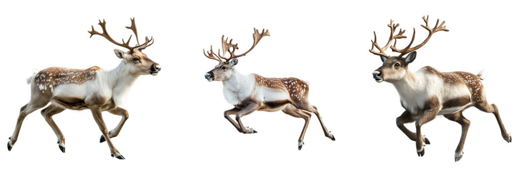  Set of a reindeer running , isolated on transparent background. - Powered by Adobe