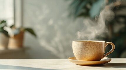 Fototapeta premium Cozy Herbal Tea Experience with Rising Steam