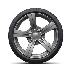 Obraz premium Car Wheel with Tire and Five-Spoke Design