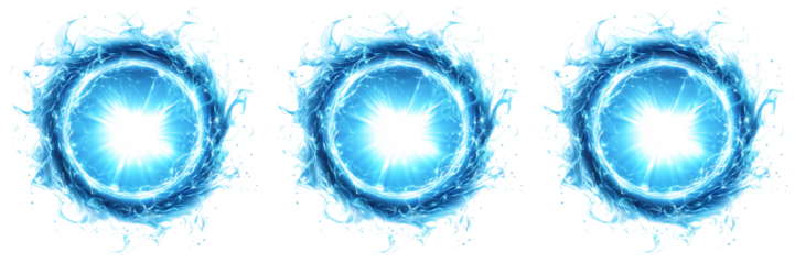 Set of a Soft blue light effect lens flare, isolated on transparent background.