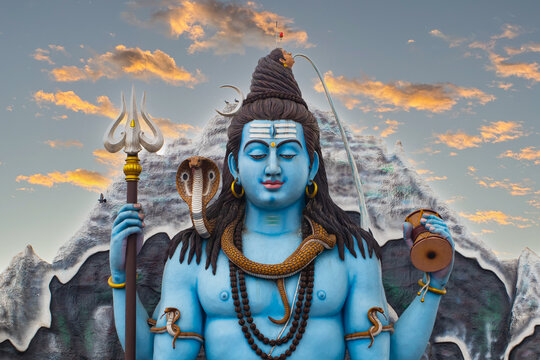 Statue of Indian God Mahadev in a meditation.
