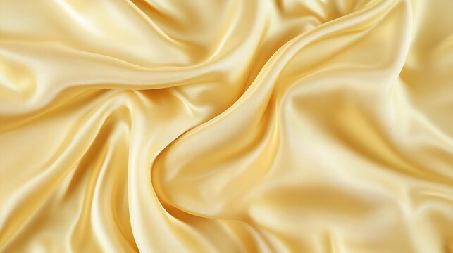 Elegant Gray-Gold Abstract Background with Soft Pale Yellow Silk Satin Fabric, Luxurious and Shimmering for Birthday Celebration Design
