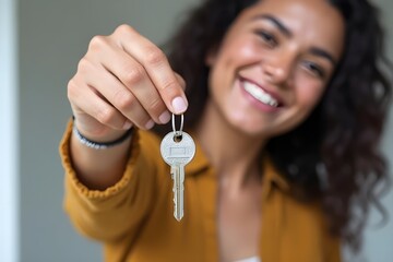 Key Held in Focus Against Blurred Background – Symbol of Access and Possibility