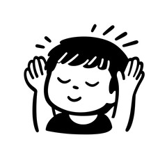 Cheerful child expressing joy with hands raised in playful celebration during a sunny afternoon