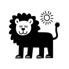 Playful lion enjoying a sunny day in a whimsical artistic style