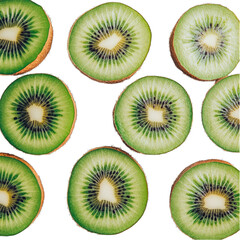 Fototapeta premium Sliced Kiwis on White Background isolated on transparent background