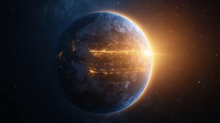 Naklejka premium Digital Planet Glowing In Space