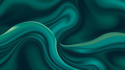 Obraz premium Abstract Emerald Flow: An abstract digital art piece showcasing a mesmerizing flow of vibrant emerald green, creating a captivating and elegant visual experience. 