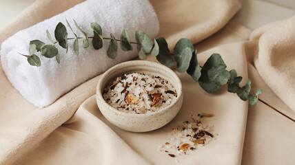 Spa and Wellness Set with Herbal Bath Salt and Eucalyptus